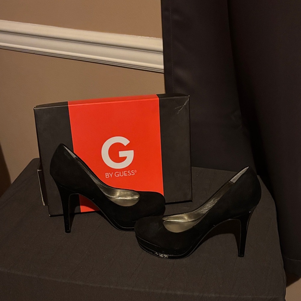G by Guess Black Suede Platform Pumps